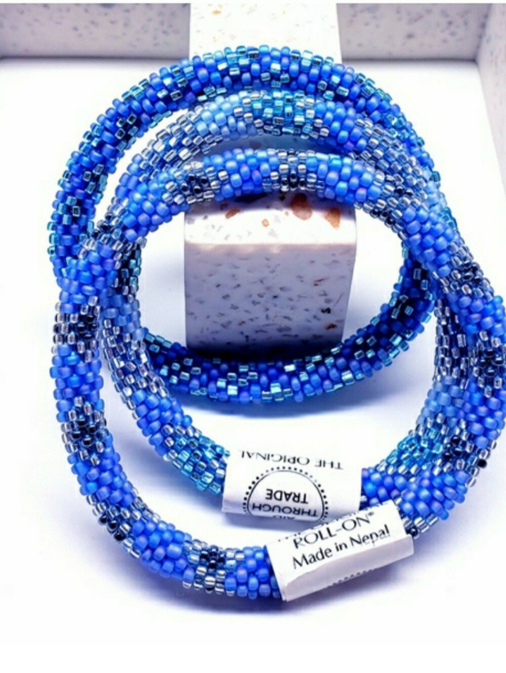 BOARDWALK -Original Roll-On® Bracelets, 7" round, made in Nepal #2 (3 pcs)